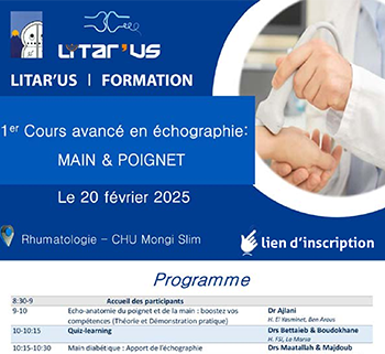 1 <sup>er</sup> Cours avancé en échographie MAIN & POIGNET
