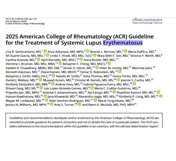 2025 American College of Rheumatology (ACR) Guideline for the Treatment of Systemic Lupus Erythematosus
